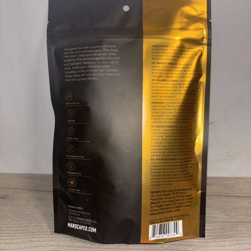Manscaped Ultra Premium Cologne Fragrance Crop Mop Ball, Butt, Body Wipes